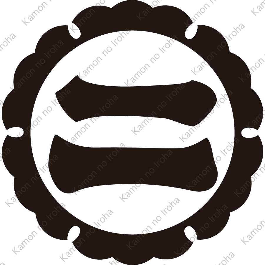 外雪輪に二文字紋