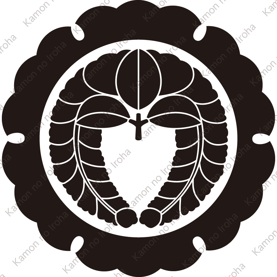 外雪輪に下り藤紋