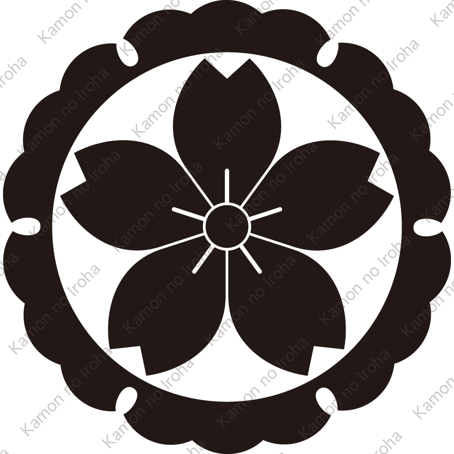 外雪輪に山桜紋