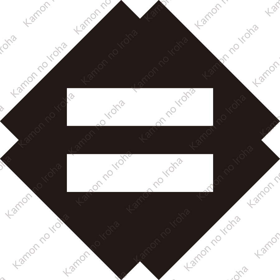 隅入り角地抜き二つ引き紋