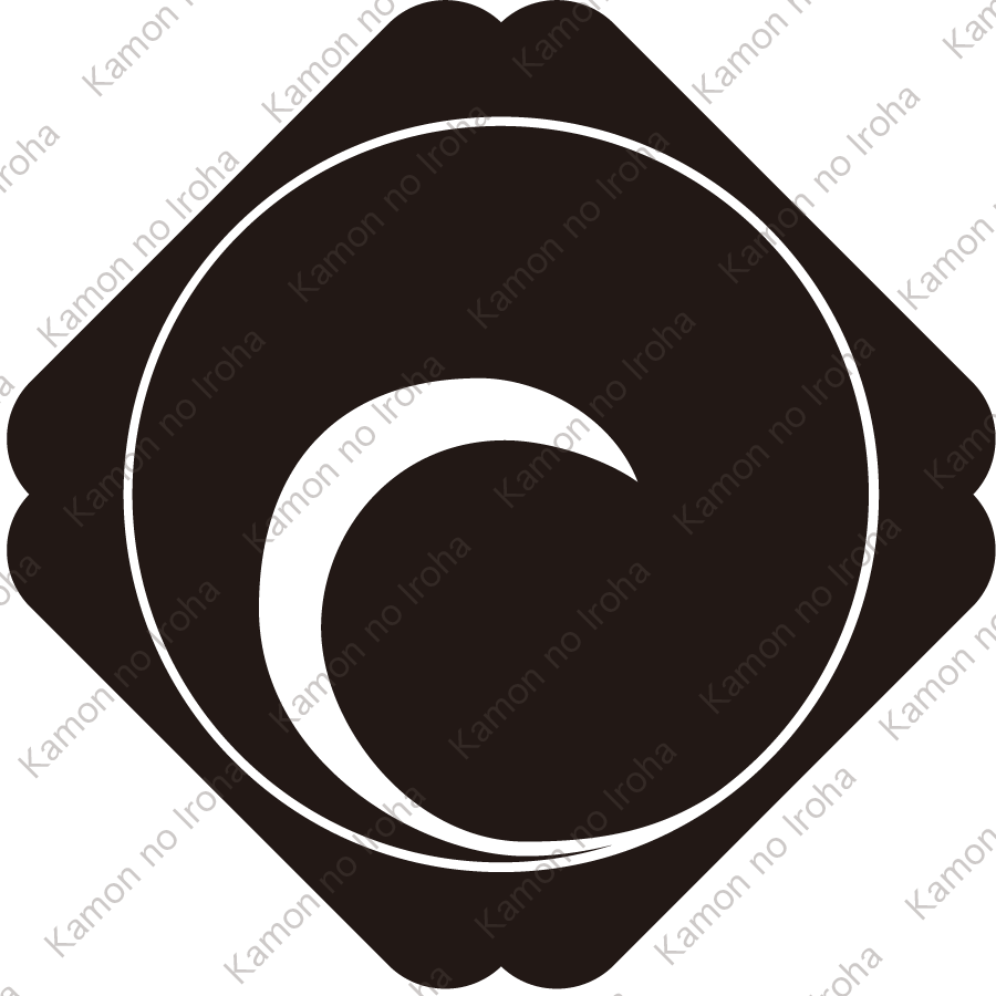 隅入り角に一つ巴紋
