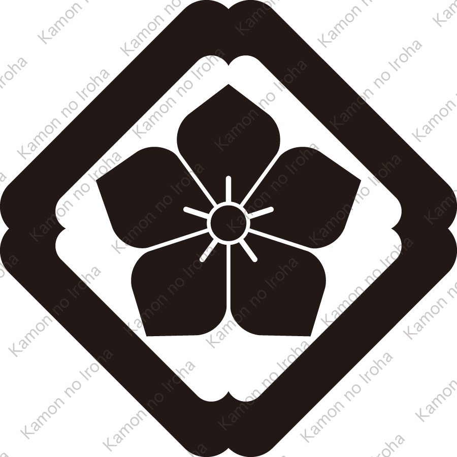 隅入り角に桔梗紋