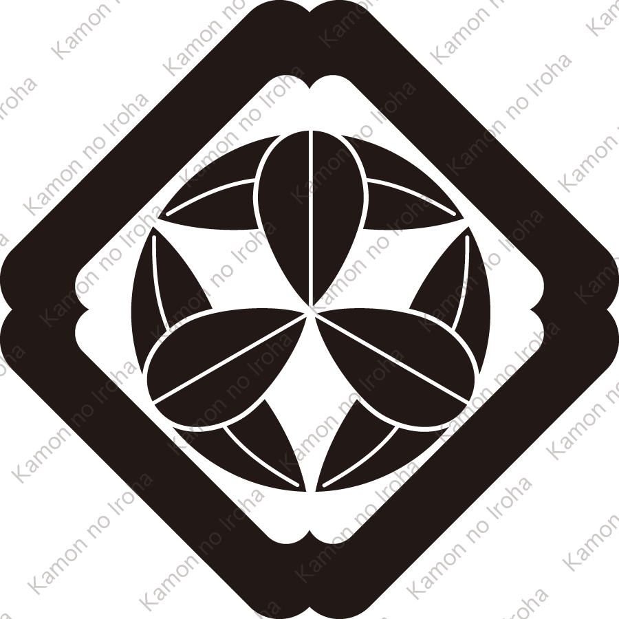 隅入り角に九枚笹紋