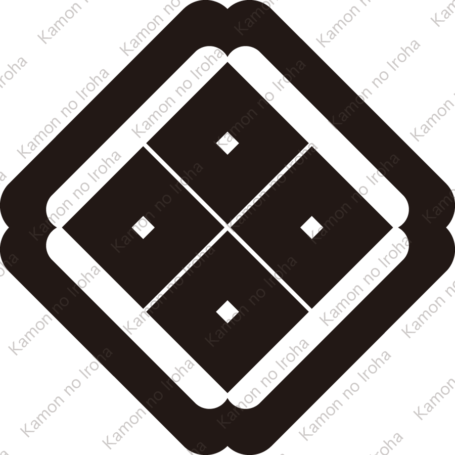 隅入り角に隅立て四つ目紋