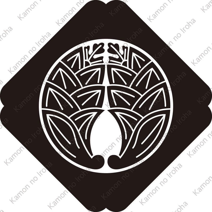 隅入り鉄砲角に抱き茗荷紋