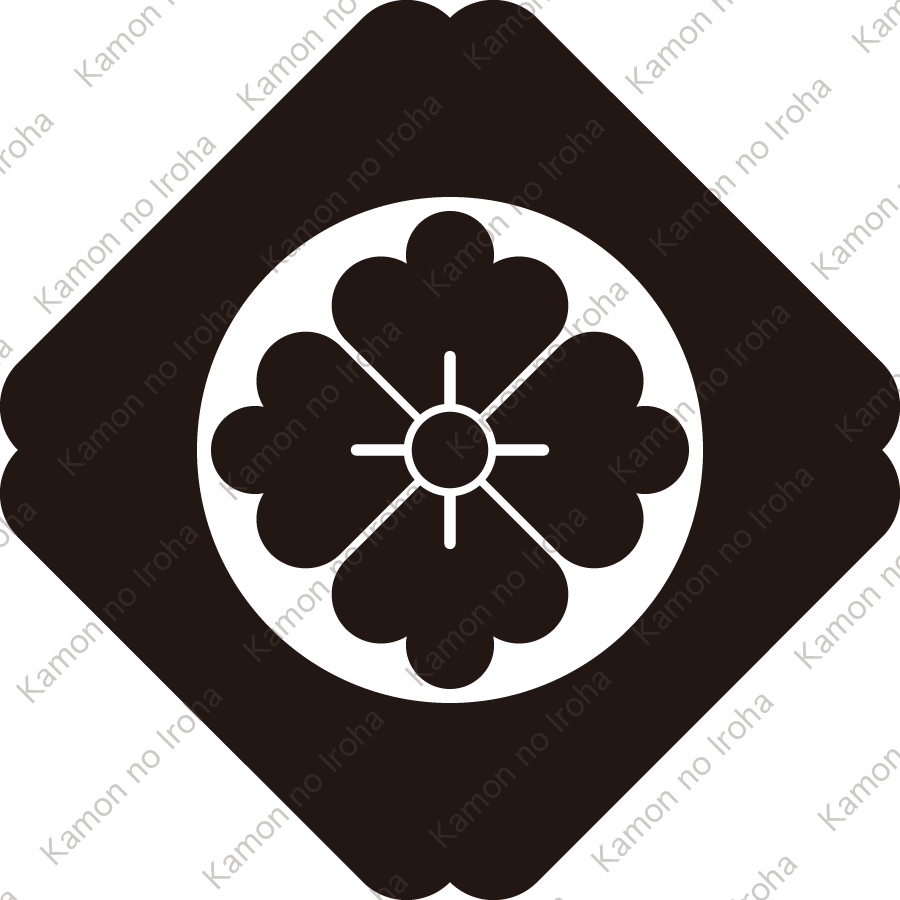 隅入り鉄砲角に花角紋