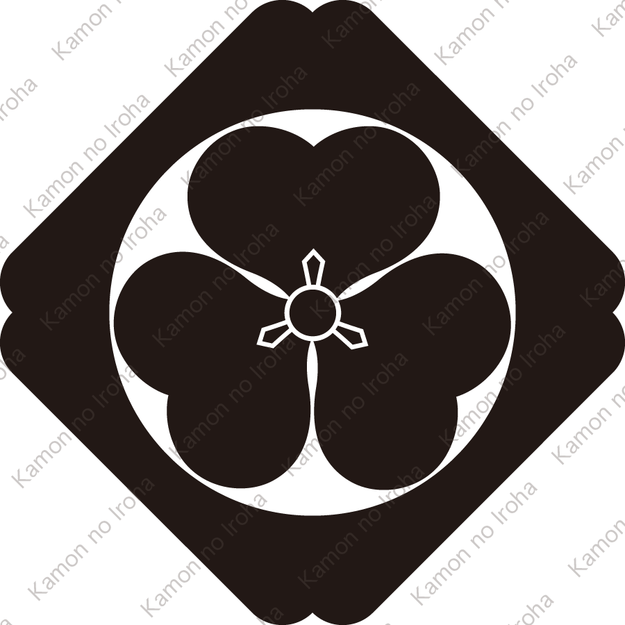 隅入り鉄砲角に片喰紋