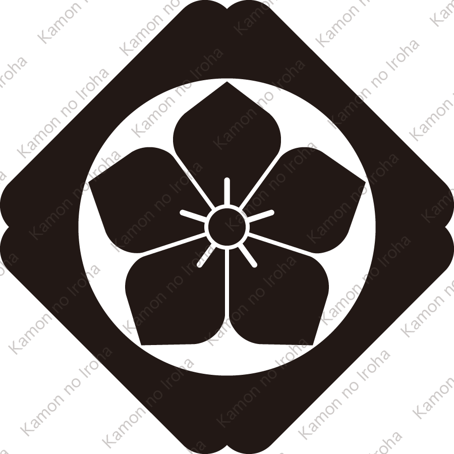 隅入り鉄砲角に桔梗紋