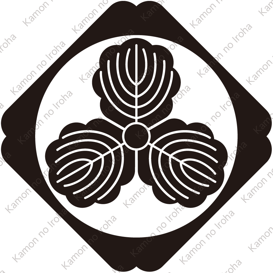 隅入り鉄砲角に三つ柏紋