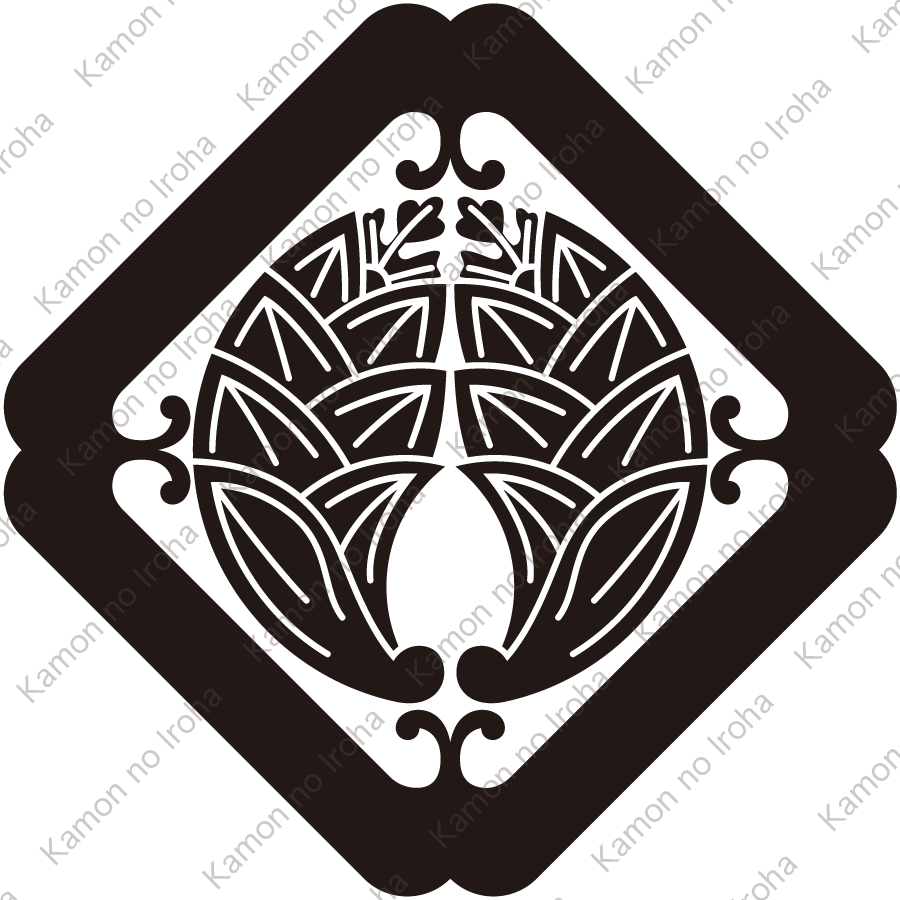 隅入り蔓角に抱き茗荷紋