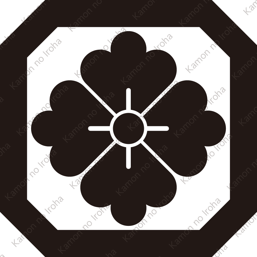 隅切り平角に花角紋