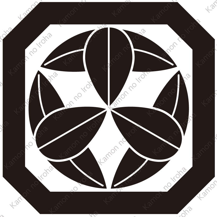 隅切り平角に九枚笹紋