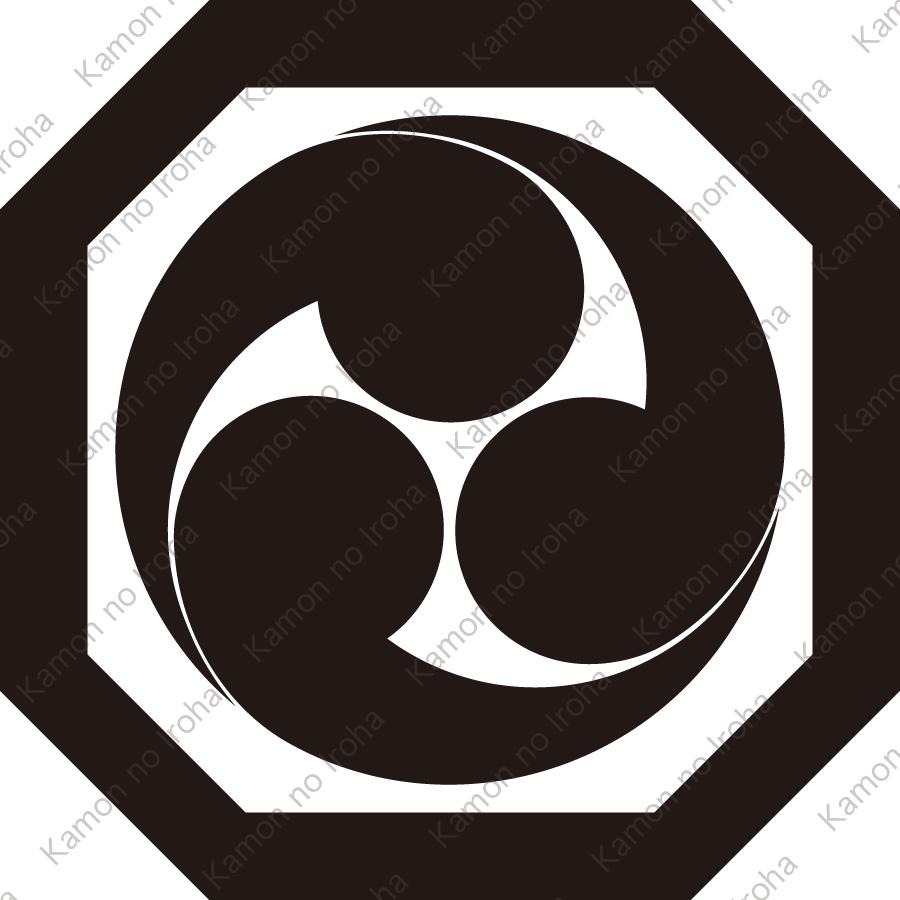 隅切り平角に三つ巴紋