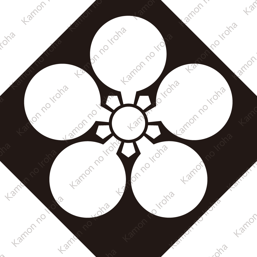 隅切り角持ちに地抜き加賀梅鉢紋