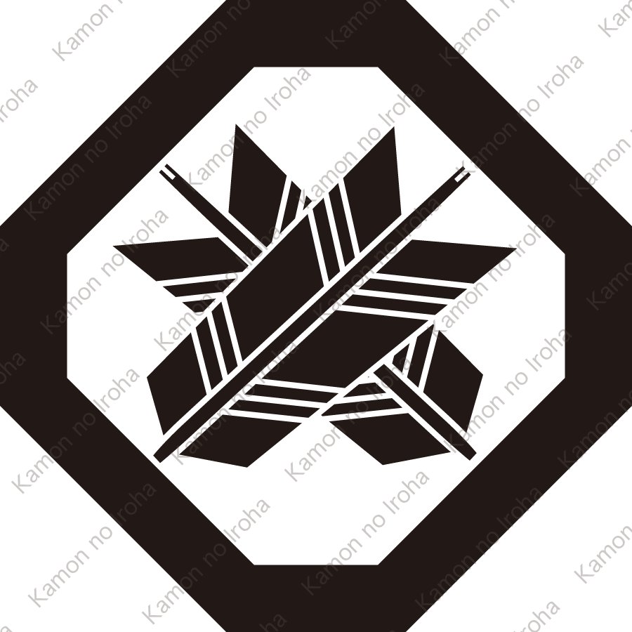 隅切り角に違い矢紋