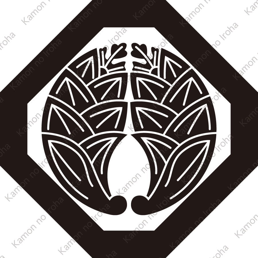 隅切り角に抱き茗荷紋