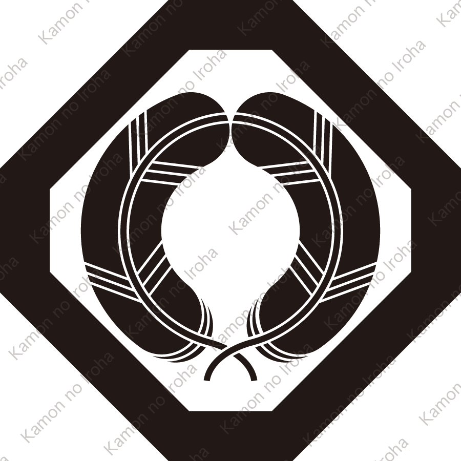 隅切り角に抱き鷹の羽紋