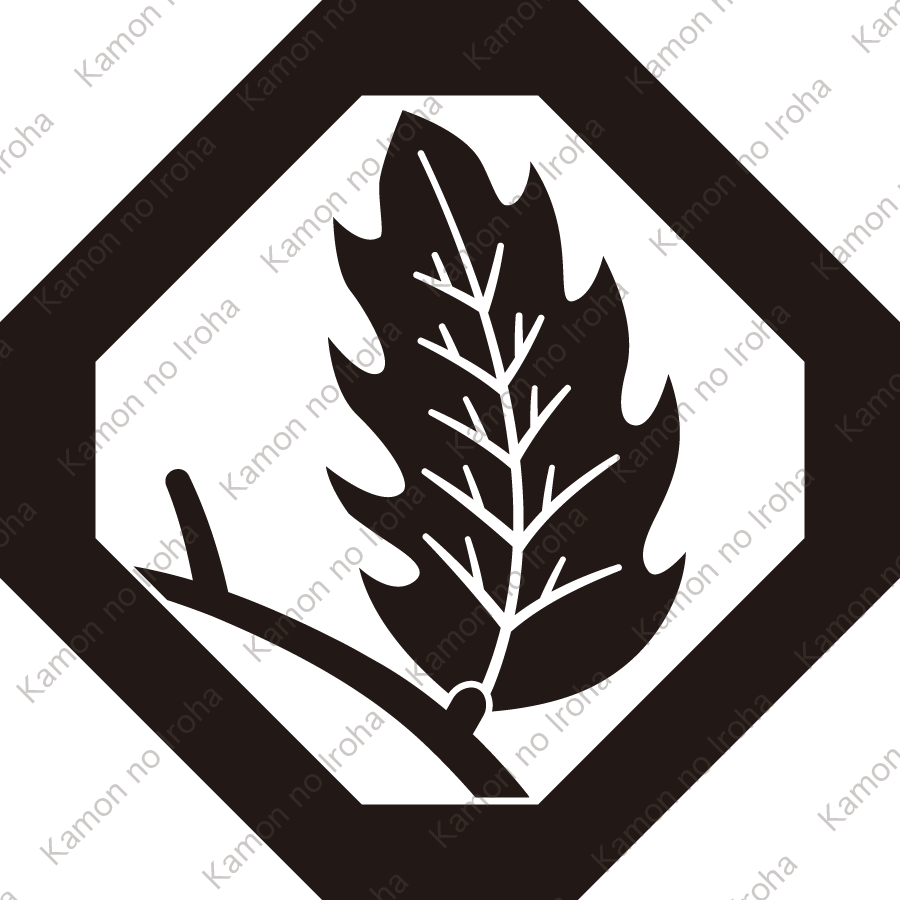 隅切り角に枝柊紋