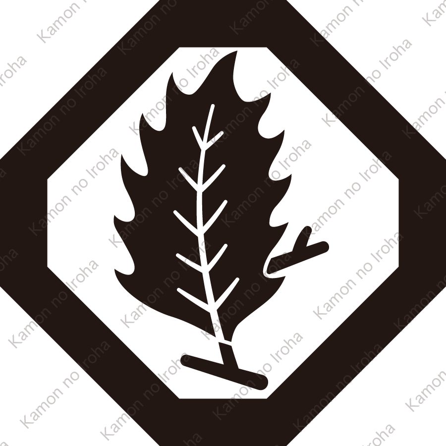 隅切り角に枝付き柊紋