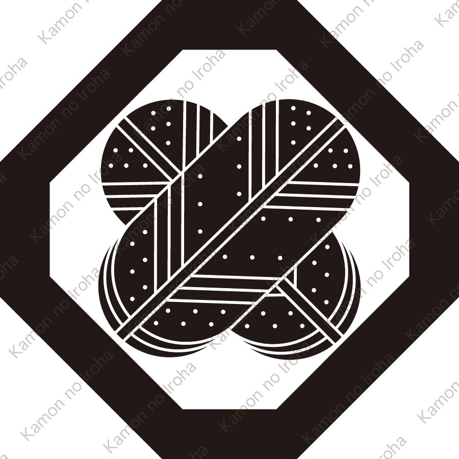 隅切り角に斑入り違い鷹の羽紋