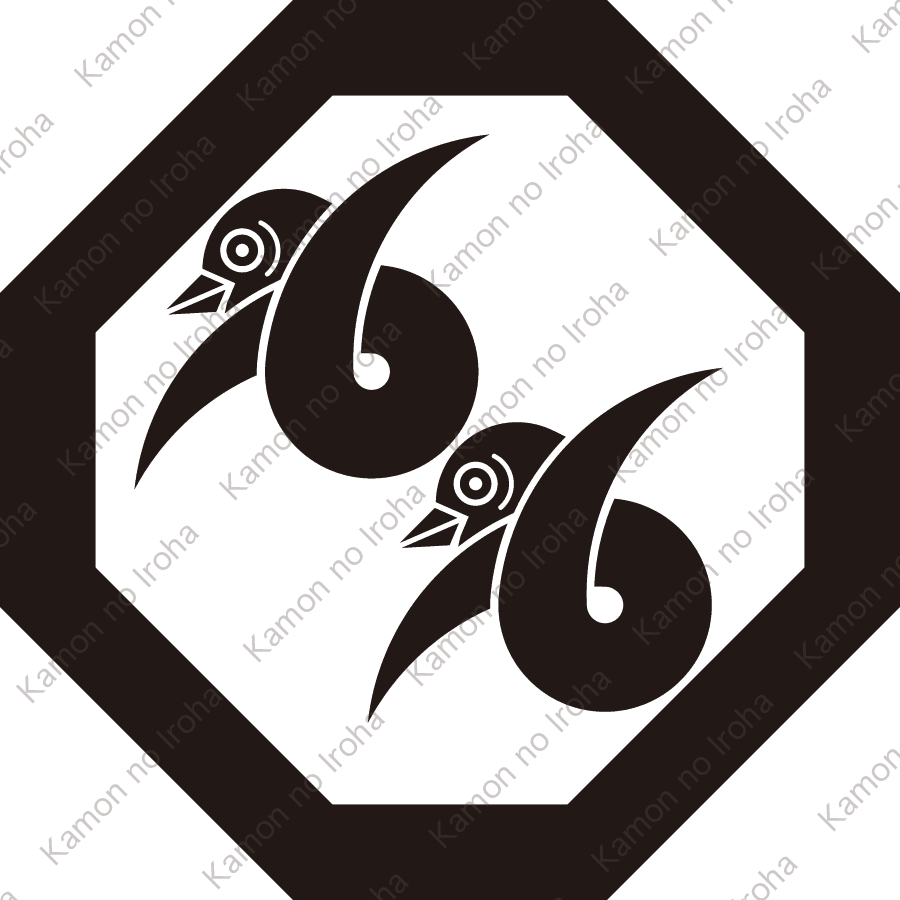 隅切り角に二つ結び雁金紋