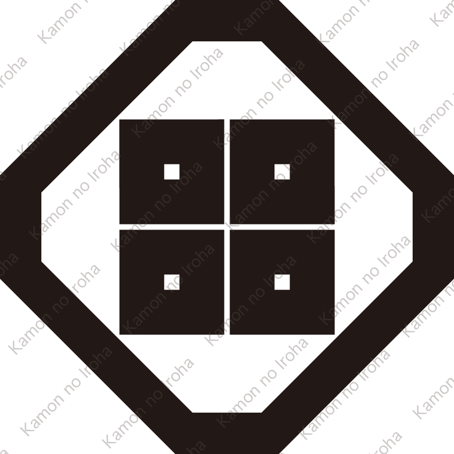 隅切り角に平四つ目紋