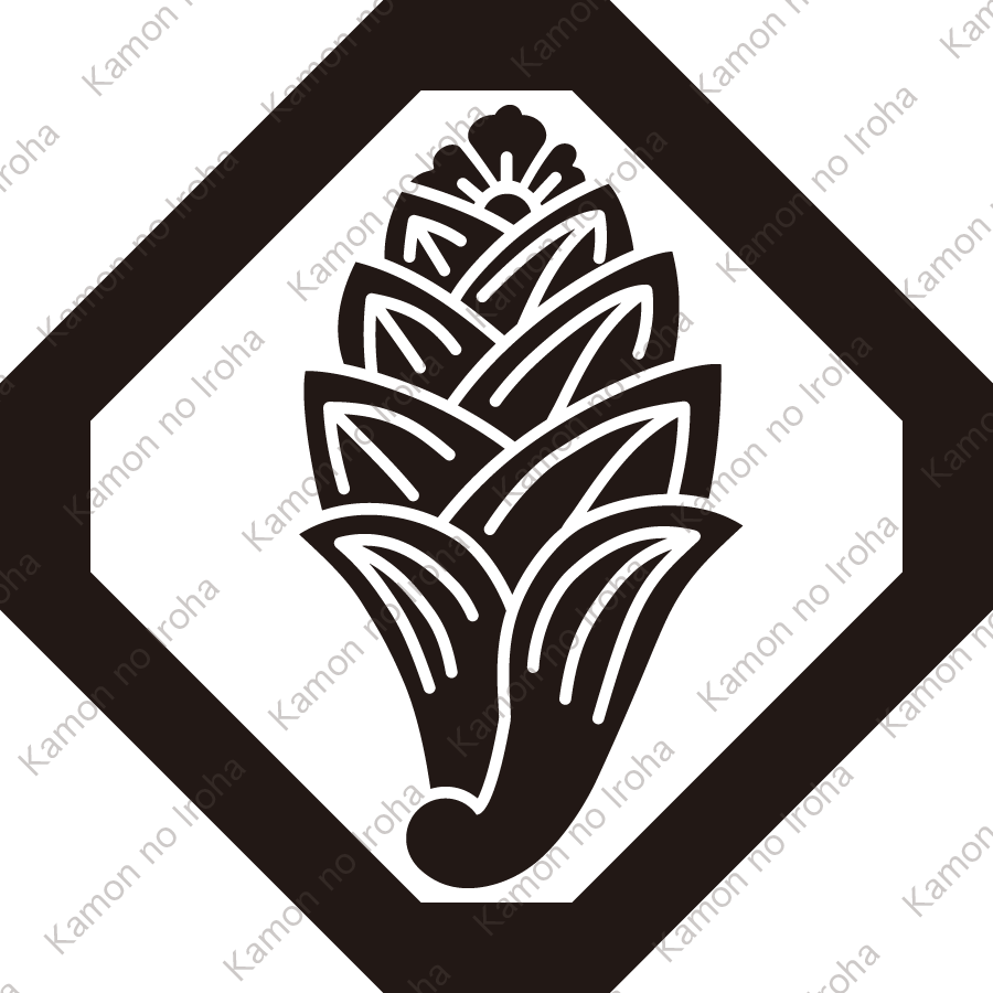 隅切り角に一つ茗荷紋