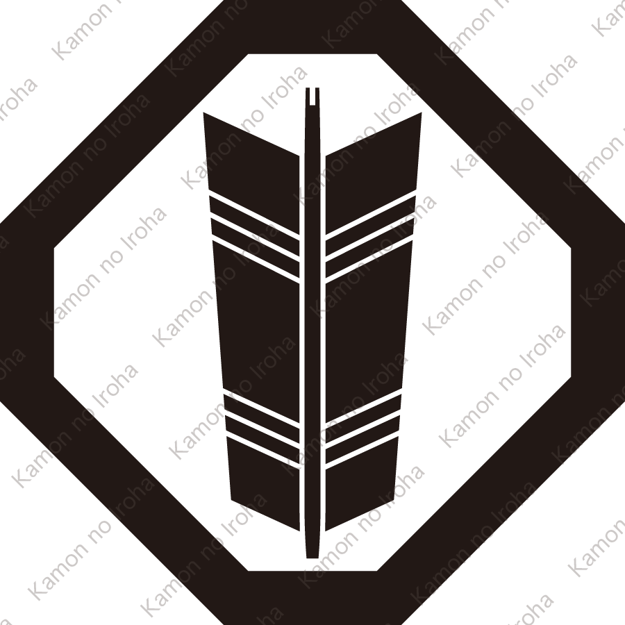 隅切り角に一つ矢紋