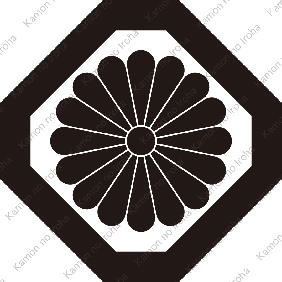 隅切り角に十六葉菊紋