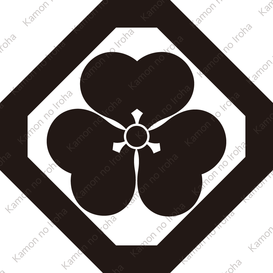 隅切り角に片喰紋
