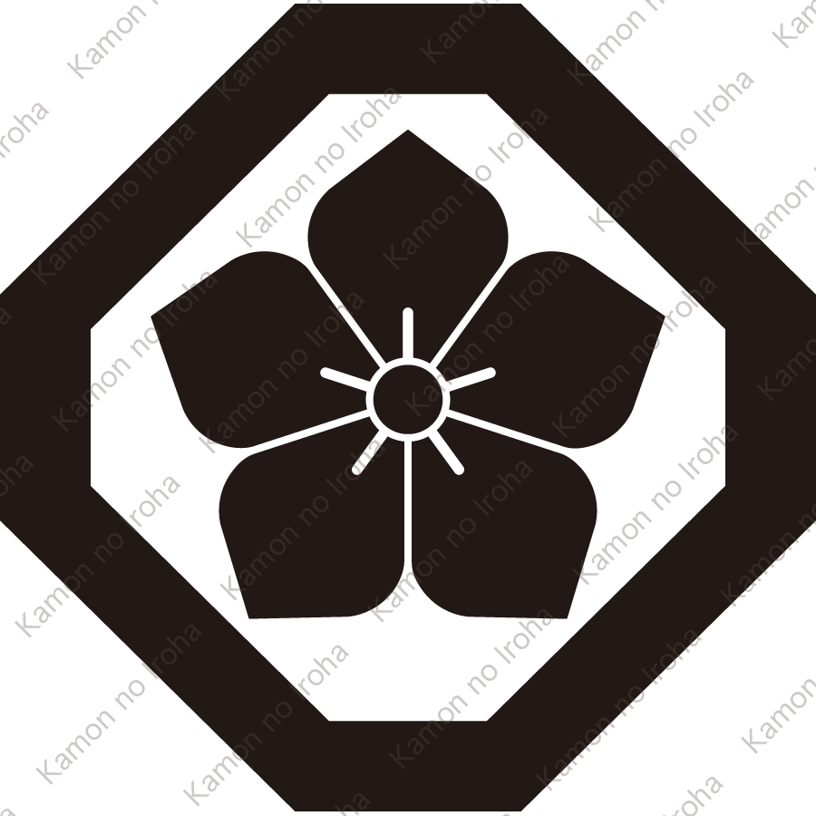 隅切り角に桔梗紋