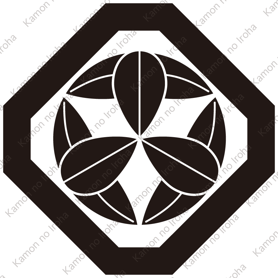 隅切り角に九枚笹紋