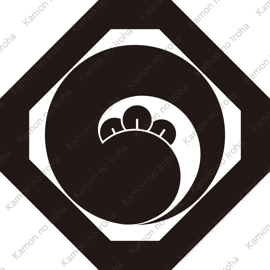 隅切り角に右一つ丁子巴紋