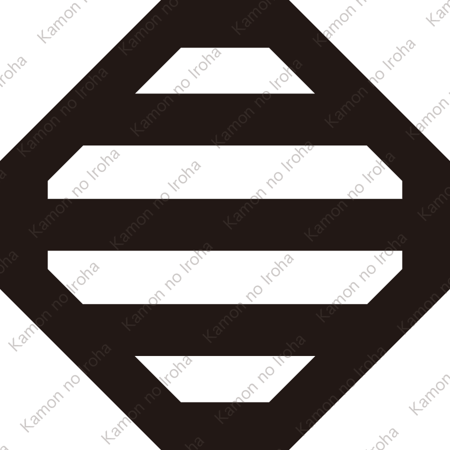 隅切り角に三つ引き紋