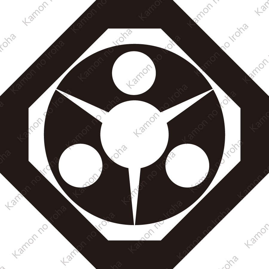 隅切り角に三つ日の丸地紙紋