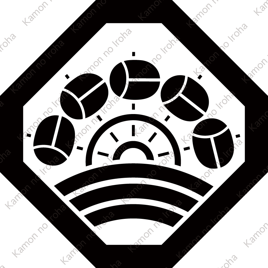 隅切り角に水車に水紋