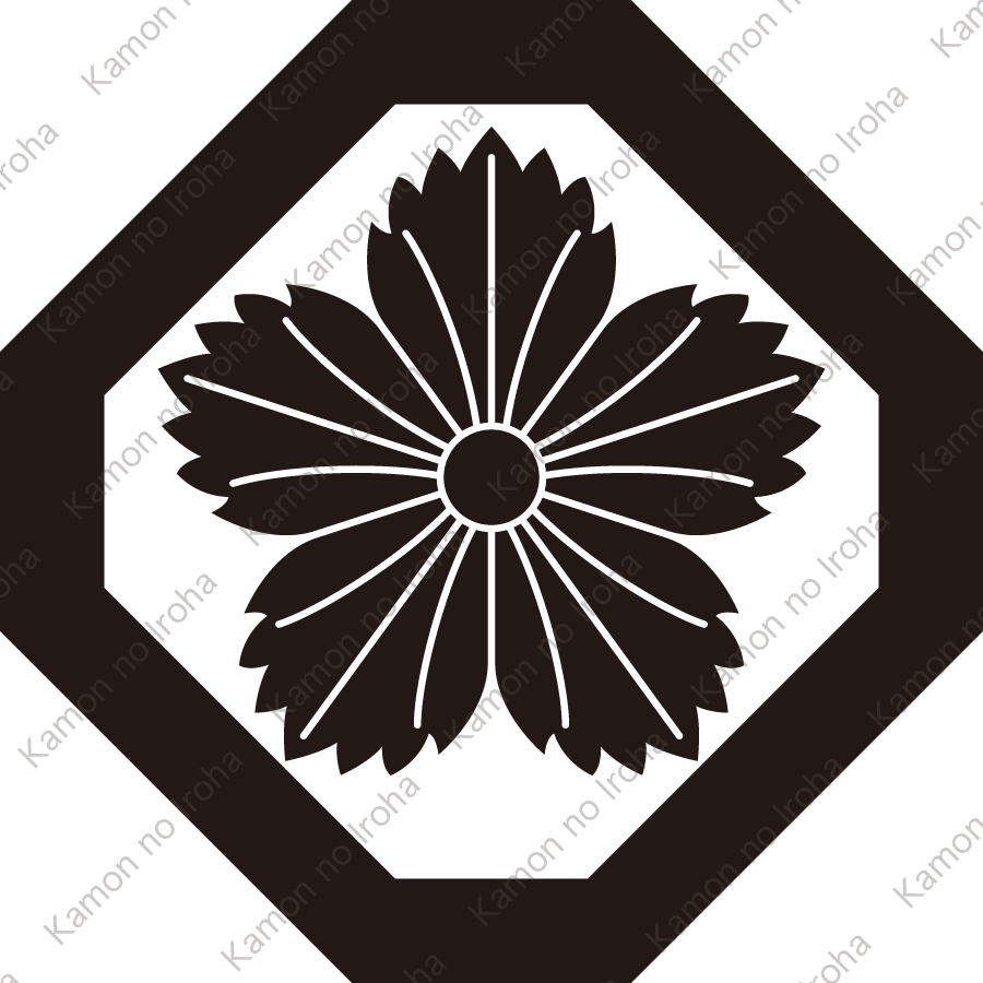 隅切り角に撫子紋