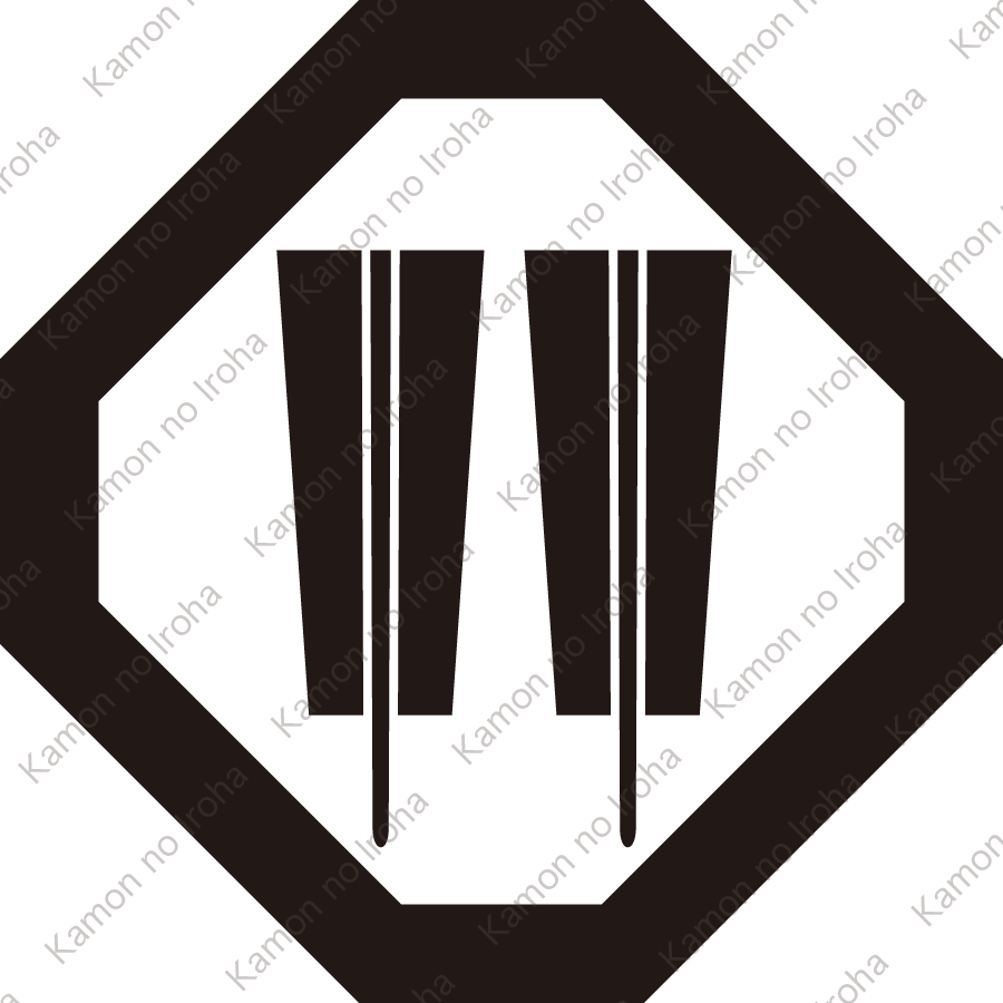 隅切り角に並び扇紋