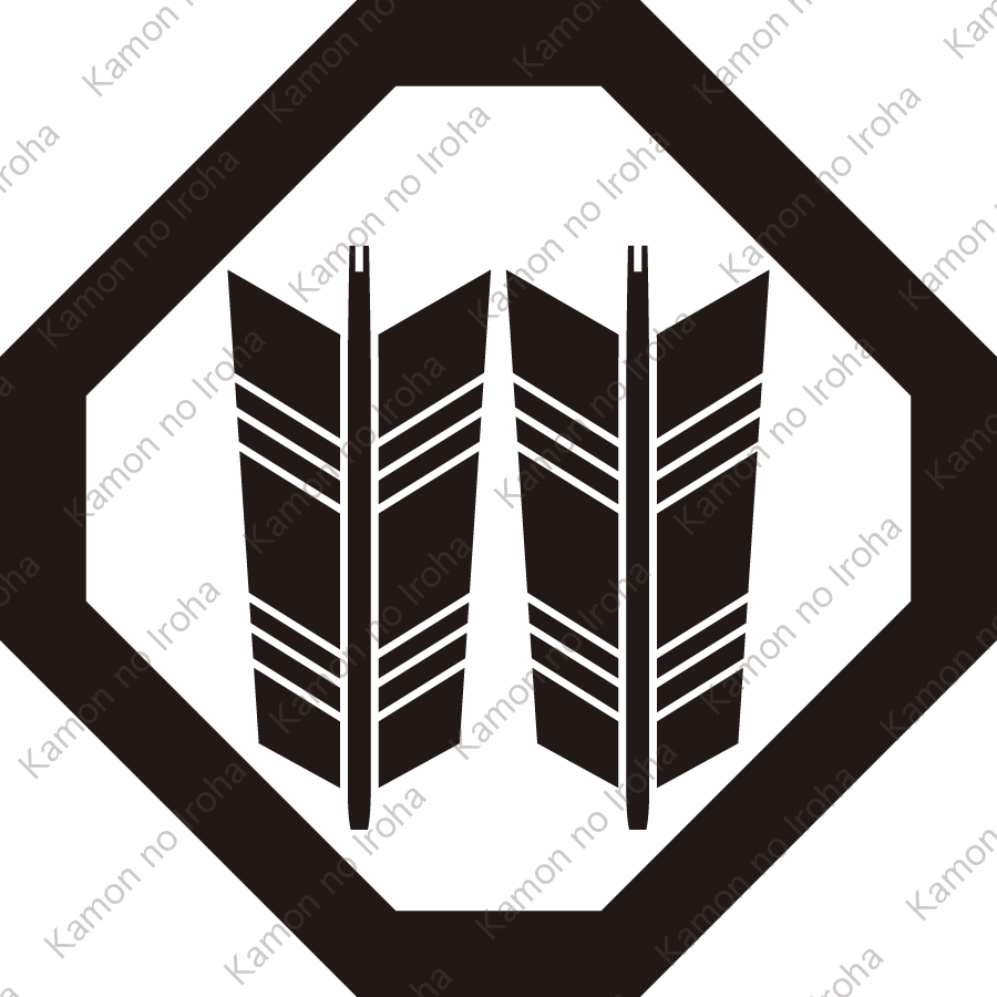 隅切り角に並び矢紋