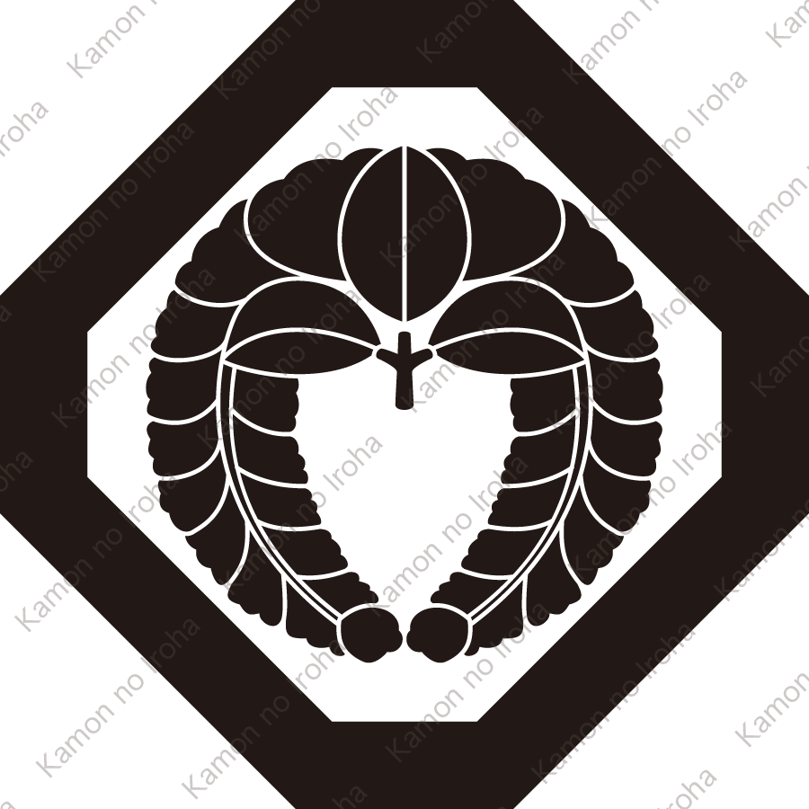 隅切り角に下り藤紋