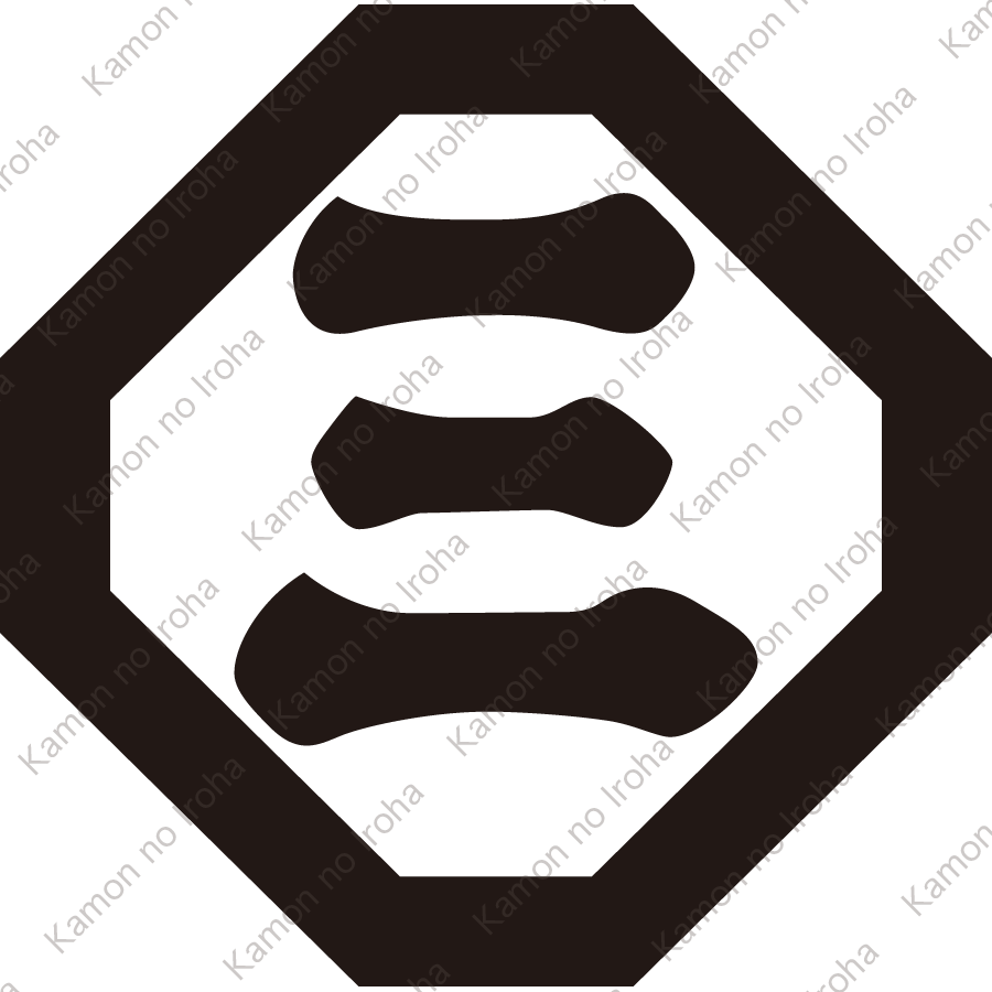 隅切り角に三文字紋