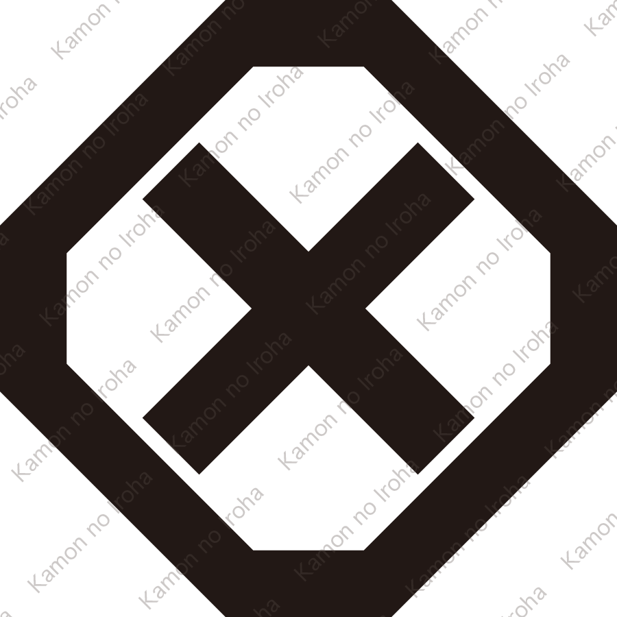 隅切り角に直違紋