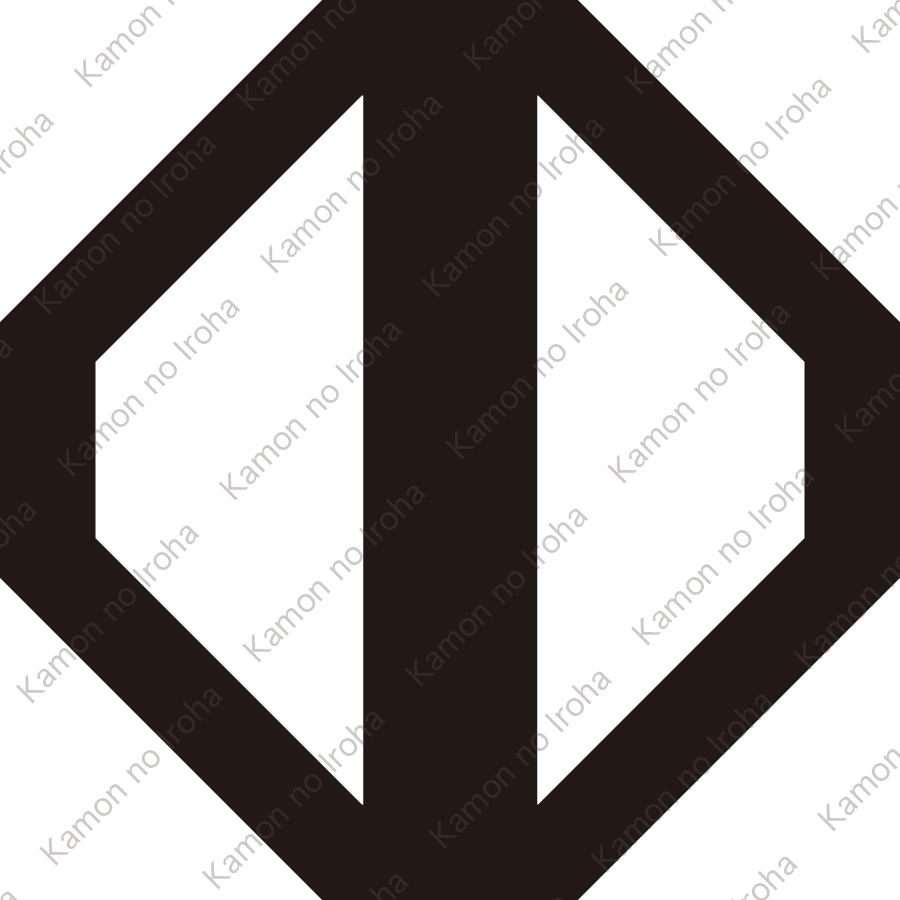 隅切り角に竪一つ引き紋