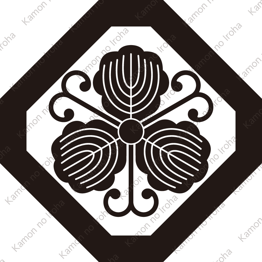 隅切り角に蔓柏紋