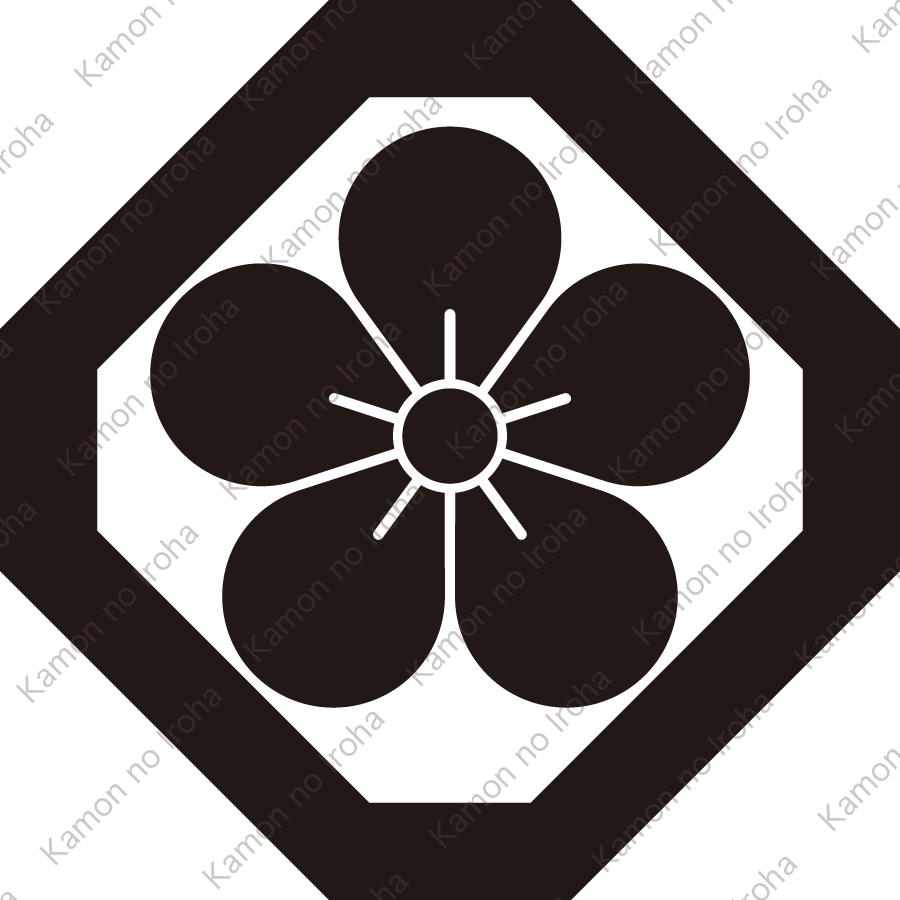 隅切り角に梅紋