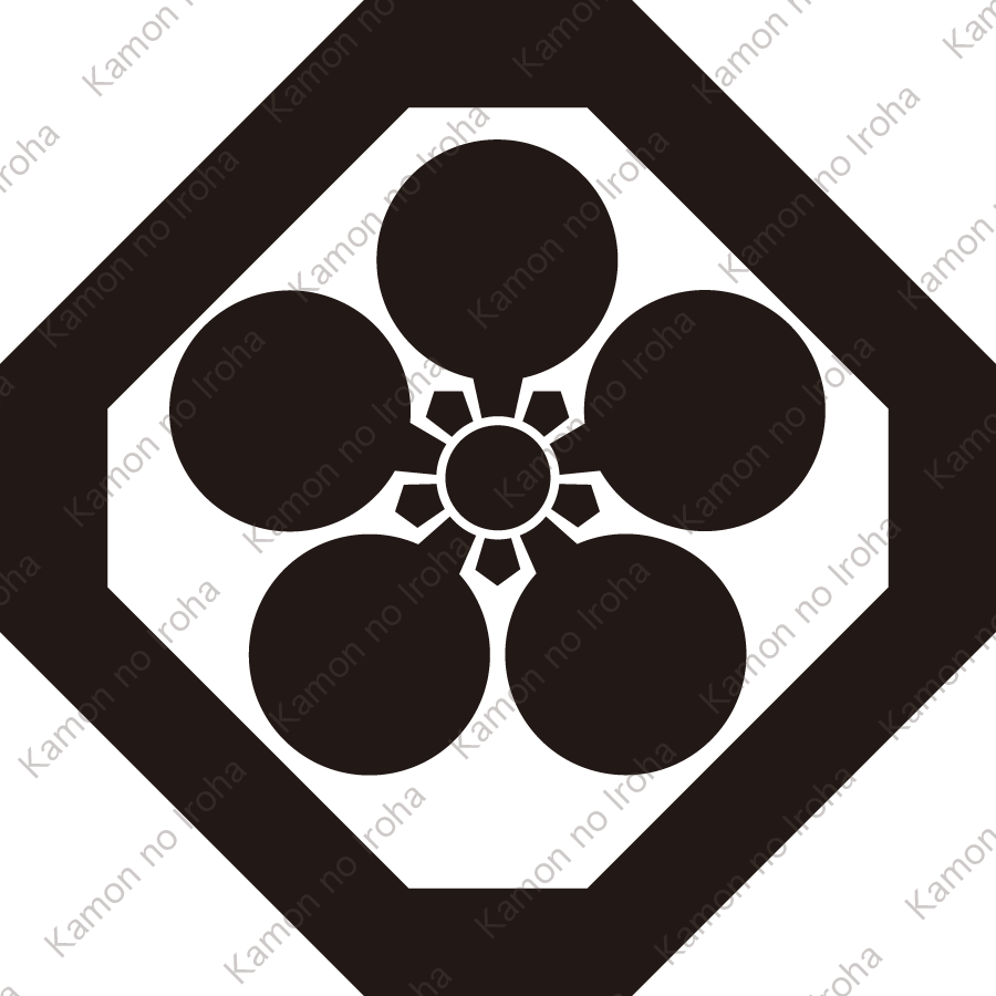隅切り角に梅鉢紋