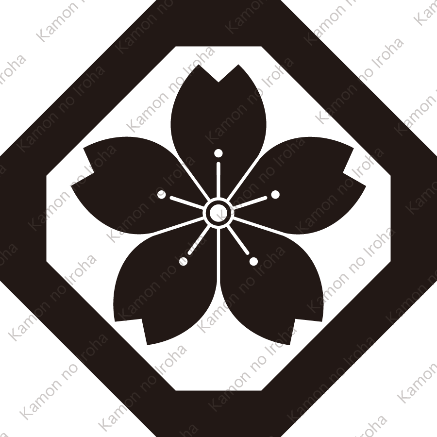 隅切り角に山桜紋