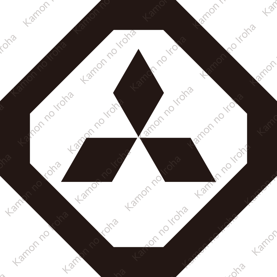 隅切り角に寄せ三つ菱紋