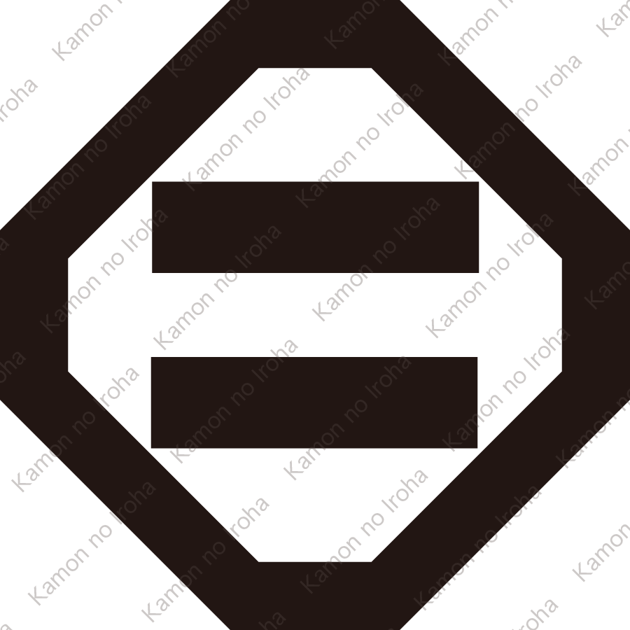 隅切り角内に二つ引き紋