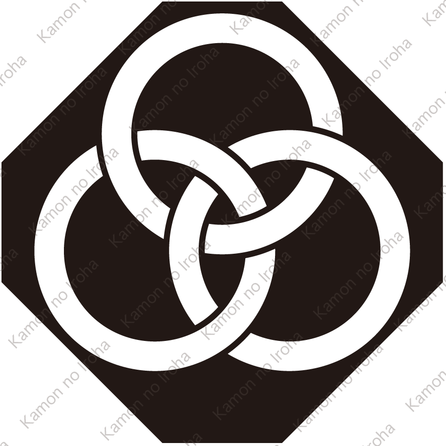 隅切り持ちに地抜き三つ輪違い紋